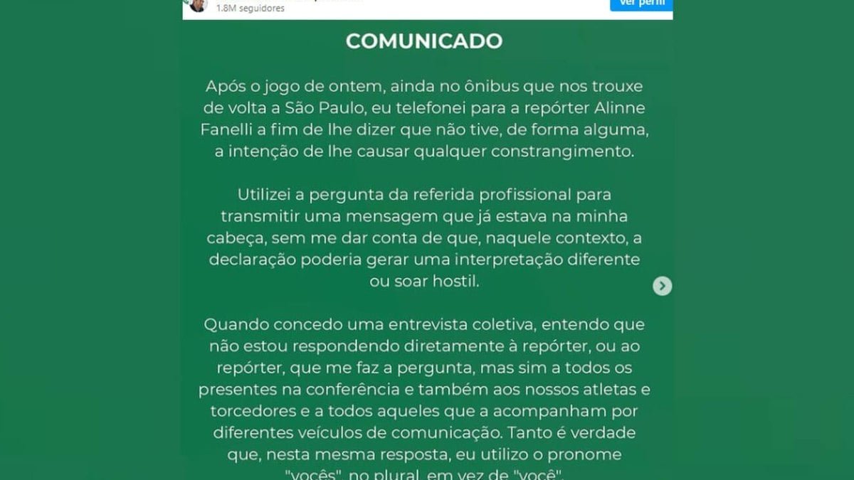 Abel Ferreira, finalmente, se manifesta sobre rispidez com repórter Abel Ferreira, finalmente, se manifesta sobre rispidez com repórter