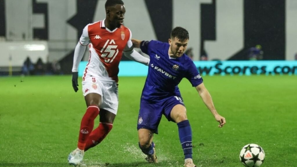 Monaco arranca empate no fim contra Dínamo (2-2) em Zagreb na Champions