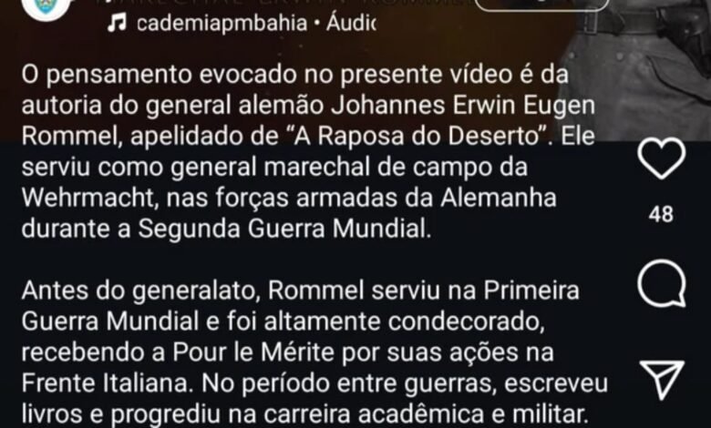 PM se manifesta após postagem com frase nazista em rede social PM se manifesta após postagem com frase nazista em rede social
