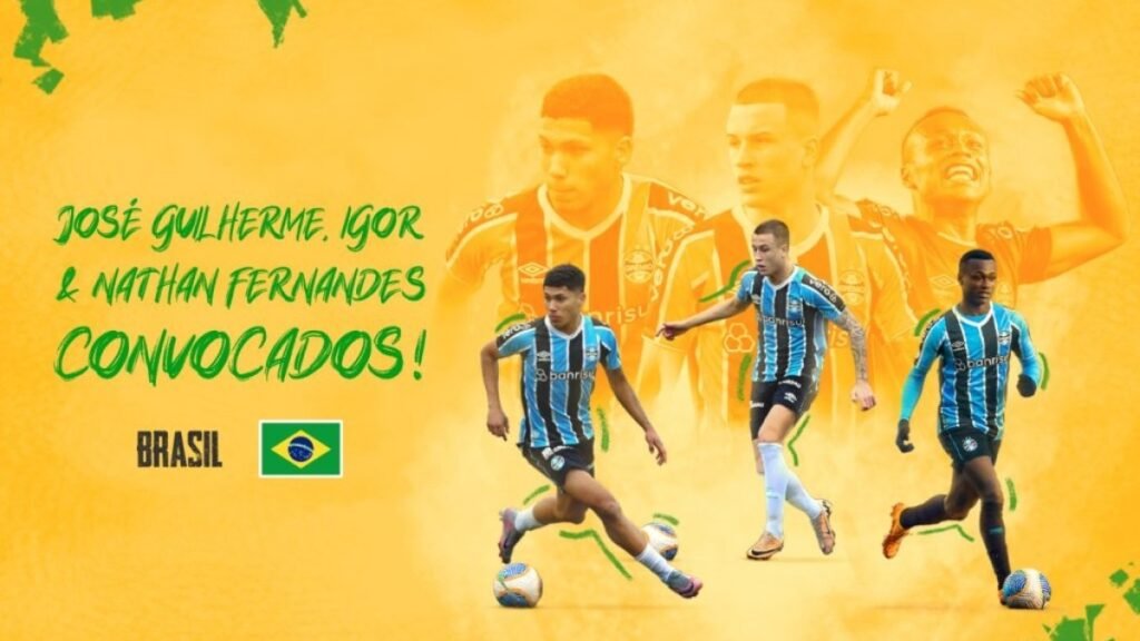Grêmio tem três jogadores convocados para a Seleção Brasileira Sub-20