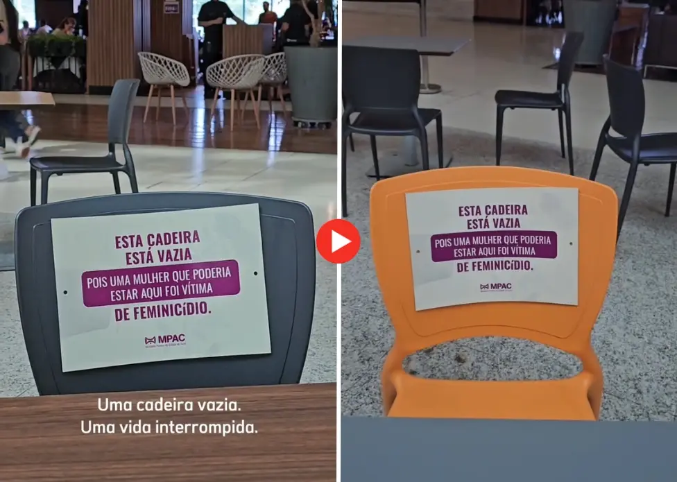 Com cadeiras vazias, MP e shopping fazem campanha por vítimas de feminicídio | ac24horas