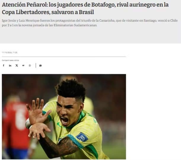 Como a Seleção Brasileira aumentou as expectativas de Botafogo x Peñarol na Libertadores